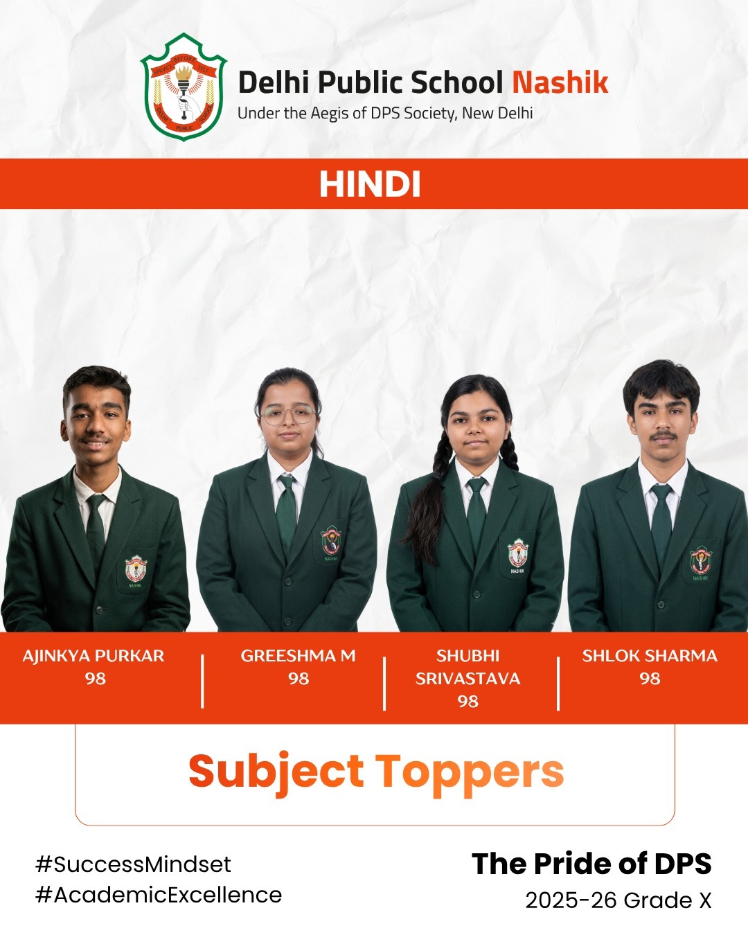 Hindi Excellence Shines with 98!