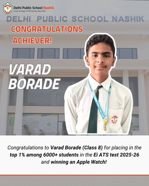 DPS Nashik Celebrates Varad Borade’s Top 1% Achievement in Ei ATS 2025–26